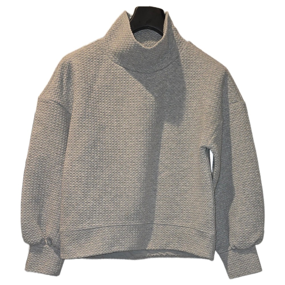 Calia by Carrie Underwood Gray Quilted Honeycomb Mock Neck Pullover Sweatshirt S